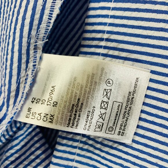 Divided Beach Striped Dress Sz 10 Spaghetti Strap Lace Up Back Button Blue White - Picture 8 of 14